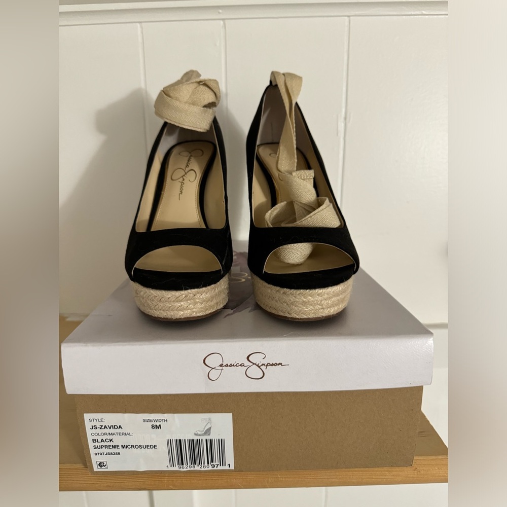 Black Suede Wedge Peeptoe